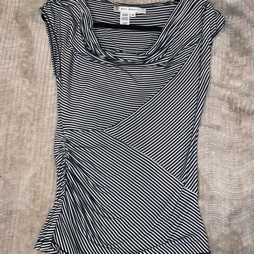 Striped Cap Sleeve Blouse